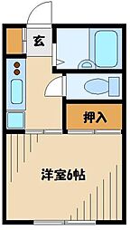 西武新宿線 東村山駅 徒歩7分の賃貸アパート 1階1Kの間取り