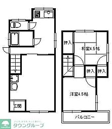 西武多摩湖線 武蔵大和駅 徒歩9分の賃貸一戸建て 3Kの間取り