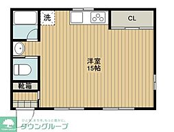 西武新宿線 東村山駅 徒歩15分の賃貸アパート 1階ワンルームの間取り