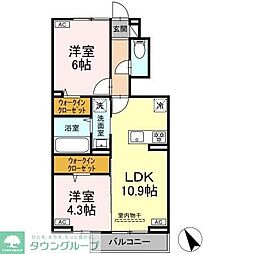 JR中央線 立川駅 バス20分 富士塚（JR中央本線立川駅発）バス停下車 徒歩5分の賃貸アパート 1階2LDKの間取り