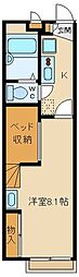 西武拝島線 東大和市駅 徒歩20分の賃貸アパート 2階1Kの間取り