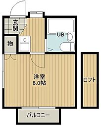 平成ハイツ 2階1Kの間取り