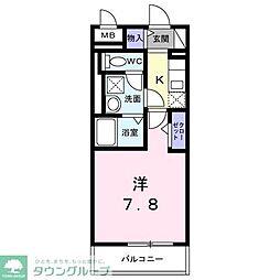 パークランド国立 3階1Kの間取り