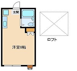 ハイツサザンクロス 1階ワンルームの間取り