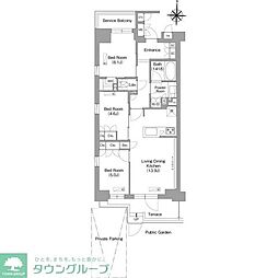 西武多摩湖線 八坂駅 徒歩8分の賃貸マンション 1階3LDKの間取り