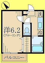 どみーる国立 2階1Kの間取り