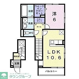 ヒカルサ小平栄町 2階1LDKの間取り
