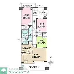 JR総武線 吉祥寺駅 徒歩18分の賃貸マンション 4階3LDKの間取り