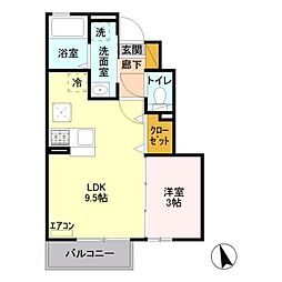 JR中央線 武蔵小金井駅 バス8分 貫井南町二丁目下車 徒歩3分の賃貸アパート 1階1LDKの間取り