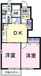 カーサ・セレノ 1階1LDKの間取り