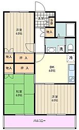 コンフォート21 2階3DKの間取り