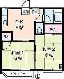 コーポ・5 2階2DKの間取り