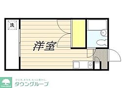 スカイコート立川第3 1階ワンルームの間取り