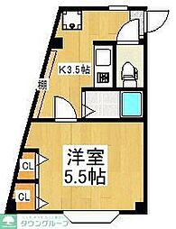 西武新宿線 東村山駅 徒歩6分の賃貸マンション 3階1Kの間取り