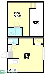 京王線 分倍河原駅 徒歩8分の賃貸アパート 1階ワンルームの間取り