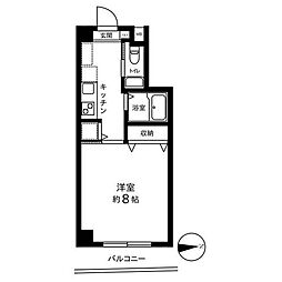 ルーブル府中壱番館 2階1Kの間取り