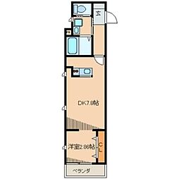 JR中央線 武蔵小金井駅 徒歩19分の賃貸アパート 2階1DKの間取り