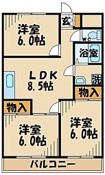 京王線 東府中駅 徒歩14分の賃貸マンション 1階3LDKの間取り
