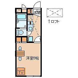 西武新宿線 小平駅 徒歩12分の賃貸アパート 2階1Kの間取り
