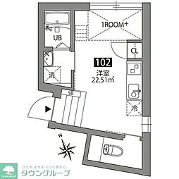 京王井の頭線 吉祥寺駅 徒歩14分の賃貸マンション 1階ワンルームの間取り