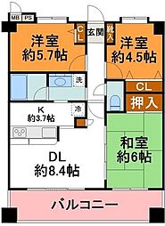ライオンズマンション国分寺けやき公園 4階3LDKの間取り