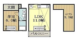 Ｆｌａｔ　Ｋ2（フラットケーツー） 1階1LDKの間取り