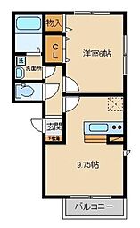 西武新宿線 久米川駅 徒歩9分の賃貸アパート 3階1LDKの間取り