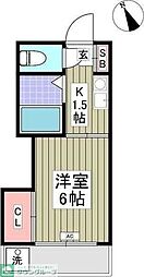 西武多摩川線 競艇場前駅 徒歩6分の賃貸アパート 1階1Kの間取り