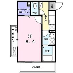 JR中央線 東小金井駅 徒歩9分の賃貸マンション 2階1Kの間取り