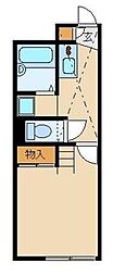西武新宿線 小平駅 徒歩10分の賃貸アパート 2階1Kの間取り