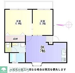 多摩都市モノレール 砂川七番駅 徒歩3分の賃貸マンション 2階2DKの間取り