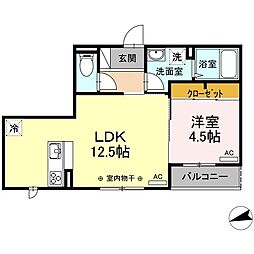 エコモンテK 2階1LDKの間取り