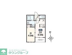 MELDIA鷹の台 202 2階1DKの間取り