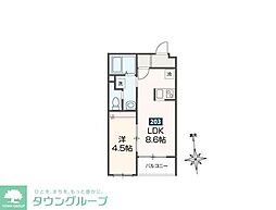 MELDIA鷹の台 203 2階1LDKの間取り
