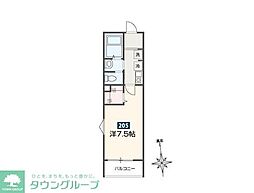 MELDIA鷹の台 205 2階1Kの間取り