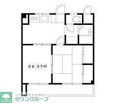 JR中央線 立川駅 徒歩8分の賃貸マンション 2階2DKの間取り