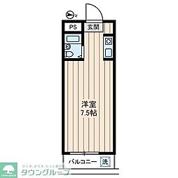 西武拝島線 武蔵砂川駅 徒歩5分の賃貸マンション 4階ワンルームの間取り