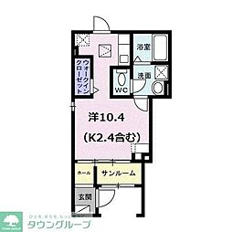 JR南武線 矢川駅 徒歩14分の賃貸アパート 1階ワンルームの間取り