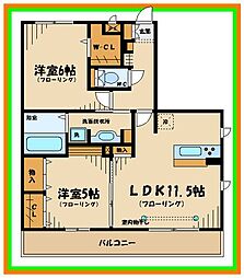 JR南武線 西府駅 徒歩2分の賃貸アパート 2階2LDKの間取り