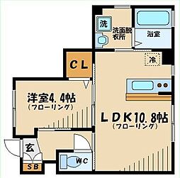京王線 府中駅 徒歩7分の賃貸アパート 1階1LDKの間取り