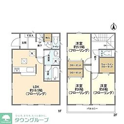 西武多摩湖線 武蔵大和駅 徒歩14分の賃貸一戸建て 1階3LDKの間取り