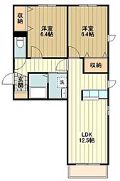 アリスティオ大南 2LDKの間取図画像