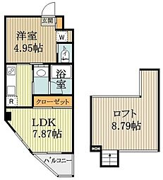 サンガーデン光 2階1LDKの間取り