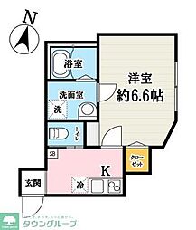 ノガワテラス 2階1Kの間取り