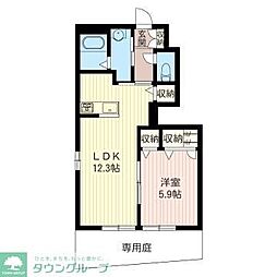 セレーノ西国立 1LDKの間取図画像