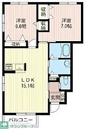 ヴァン・ベール2 2LDKの間取図画像