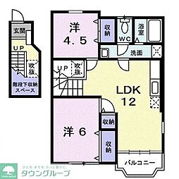 ローズ・フルール 2LDKの間取図画像
