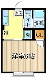 ファルケ小平 1Kの間取図画像