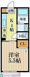 グリーンガーデンA 1Kの間取図画像