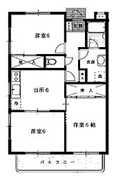 国立イーストハイツ 3DKの間取図画像